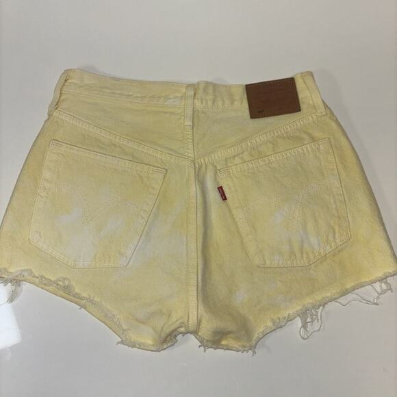 Levi’s 501 Denim Cutoff Shorts Sz 27 High Rise Button Fly Boho Yellow Fairycore - Picture 4 of 9